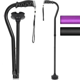 Vive Walking Cane with Swivel - Folding Cane with Offset Design for Women, Men, Seniors, Elderly, Adults - Supports 250lbs, Quad, Foldable, Adjustable, Lightweight, Slip Resistant Living Aid