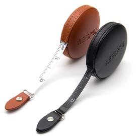 Tape Measure for Body 2 Pack Tailor Clothing Small Tape, Measure for Body Measuring Ruler, Upgrade, Double-Sided Leather Tape Measure Automatically Retractable, Soft Tape 60 Inches/1.5 m (Black/Brown)