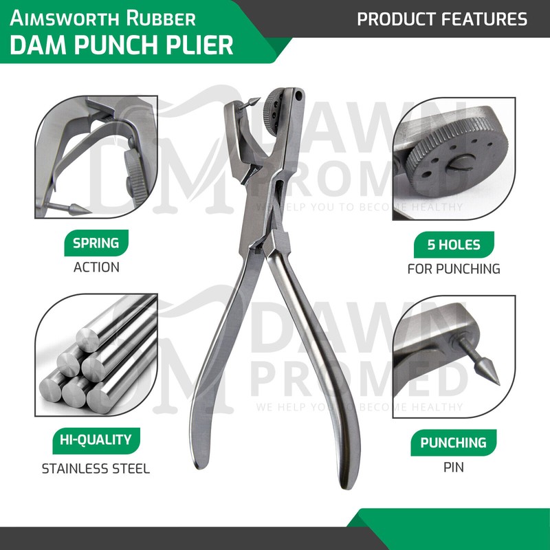 DawnProMed Ainsworth Rubber Dam Punch Rotatory 5 Hole Dental Endodontic