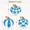 3-Piece Blue and White Resin Pumpkin Set, Coastal Fall Decor
