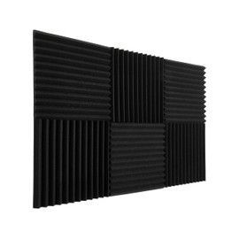 Acoustic Freaks 12 + 1 Pack Acoustic Foam Sound Absorbing Panels - 12" x 12" x 1" High Density Wedges Sound Proof Foam Panels for Walls, Studio Office Home | 117 adhesive stickers included