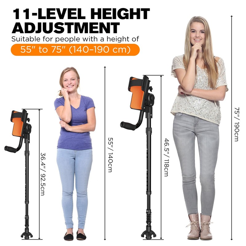 3-Angle Adjustable Forearm Crutches for Adults Ergonomic with Carrying Bag