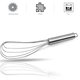 Kerafactum Schneebesen Handschneebesen Tellerschneebesen Flacher Teller Besen Schlagbesen Rührbesen Anschlagbesen Schaumschläger aus Edelstahl rostfrei - Whisk 26 cm