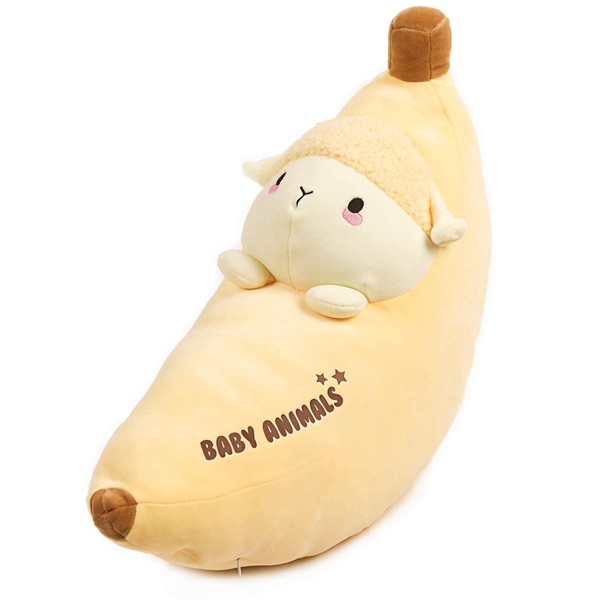 ARELUX 21.7" Banana Plush Pillow Cute Sheep Stuffed Animal Kawaii Squishy Anime Banana Plushie Soft Hugging Pillow Plush Toy Gifts for Kids Boys Girls Halloween Christmas