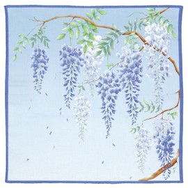 Yamamoto Hitoto Shoten Hyakka Ran Modern Yuzen Large Handkerchief Wisteria B Blue [1925-B] Floral Gauze Made in Japan
