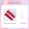 Square Short False Nails - 24Pcs Red False Nail with