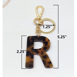 Junyuerly Letter Keychain for Women Initial Pendant KeyRing Cute Key chains Assecories for Girls (R)