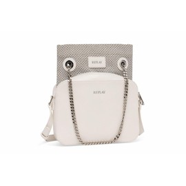 Replay Women's Shoulder Bag with Chain Detail, Dirty White 002