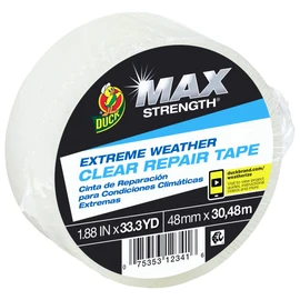 Duck Brand All Weather Indoor/Outdoor Repair Tape, Weatherproofing, Clear & UV Resistant, 1.88-Inch x 33.3-Yards, Single Roll, 281230
