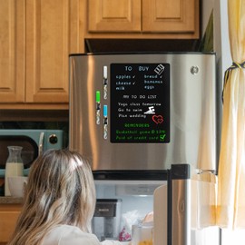 ANLIOTE Magnetic Fridge Chalkboard Sheet 43x28 cm, Easy to Read with Bright Colors Chalk Markers, Flexible Magnets Blackboard for Home Kitchen Refrigerator Whiteboard Planner to Do List Memo Notice