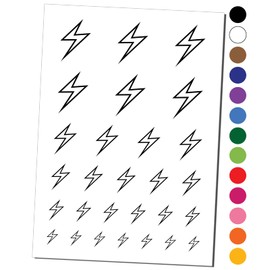 Lightning Bolt Thunderbolt Outline Temporary Tattoo Water Resistant Fake Body Art Set Collection - Yellow (One Sheet)