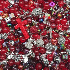 Acrylic Beads Mix(16mm)-Beading making-Bead Assortmens-DIY:_Burgundy_650ml