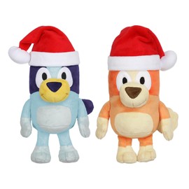 BLUEY 7-8" Plush Soft Toy Bundle Includes Festive and Bingo Christmas Holidays Season Plush with Santa Hats