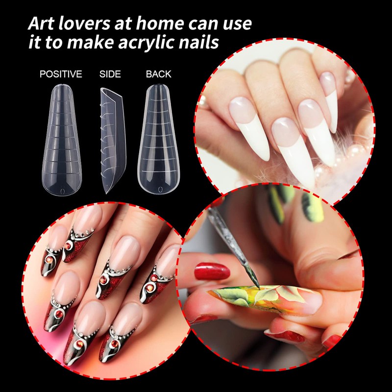 120 Pieces Clear Dual Nail System Shape Mould Acrylic Stiletto