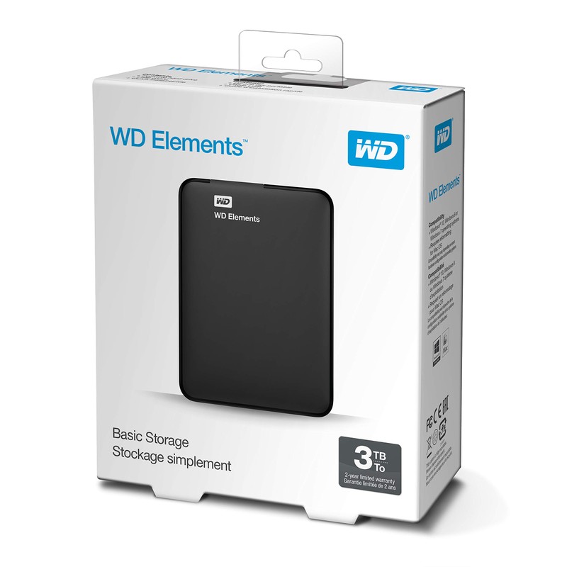 WD 3TB Elements Portable External Hard Drive - USB 3.0