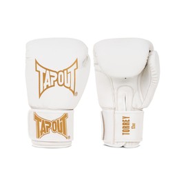 Tapout Torrey White/Gold Faux Leather Boxing Gloves (1 Pair) 12 oz