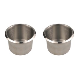 2pcs Universal Stainless Steel Cup Holder, Small - Silver Drop-in Anti-Spill Storage Solution Silver Tone Fit for Marine Boats RVs Poker Table, Work Desk, Car, Custom Build & DIY Projects