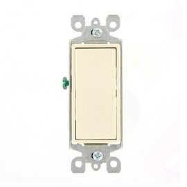 Leviton 5603-2T 15 Amp, 120/277 Volt, Decora Rocker 3-Way AC Quiet Switch, Residential Grade, Grounding, Light Almond