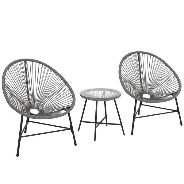 OutdoorVibe 3 Piece Acapulco Chair Set, All-Weather Modern Patio Furniture