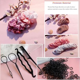 YANRONG 755PCS Hair Accessories for Woman Set Seamless Ponytail Holders Variety Hair Scrunchies Hair Bands Scrunchy Hair Ties For Thick and Curly (755PCS (gradient powder))