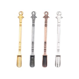 HRASY 4 Pieces Micro Scoop with Hanging Hole Stainless Steel Laboratory Sample Spoon Scoop for Salt Sand Glitter Spice Scoop Small Spice Jars Spoon (4 Colors-H)