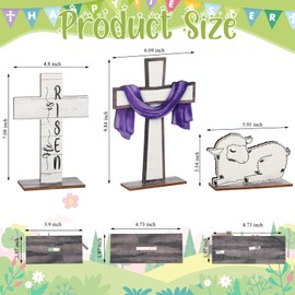Suzile 3 Pcs Easter Decorations He Is Risen Tabletop Decor Religious He Lives Table Centerpieces Jesus Christian Cross Block Set Rustic Cross Shape Wooden Sign for Easter Spring Party Home Holiday