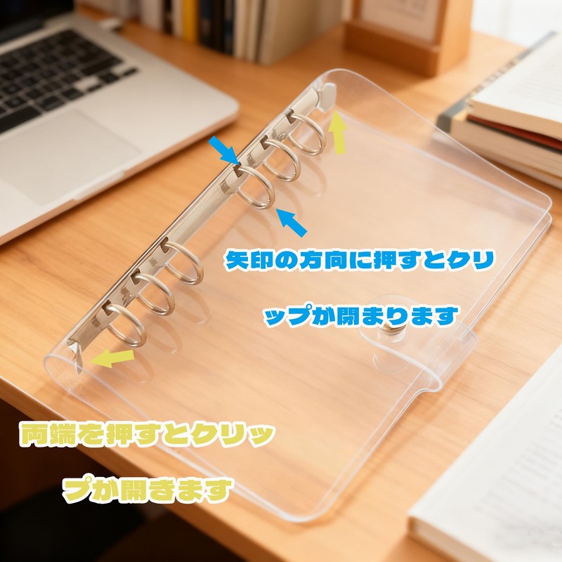BOJIDO Personal Organizer, Transparent Binder, 6 Holes, A6, 7.6 x