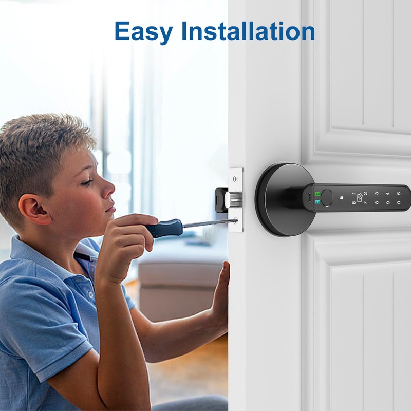 Foxgard Smart Fingerprint Door Lock:Fingerprint Door Knob-Biometric 5-in-1 Finger Print