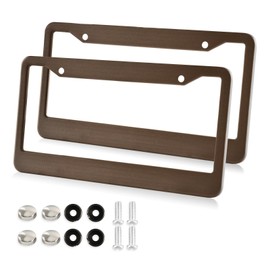 Msyxl 2PCS License Plate Frame Brown Blurred Rust-Proof Aluminum License Plate Frames Vehicle Accessory for Easy Car Decoration, Universal Fit (Round Hole)