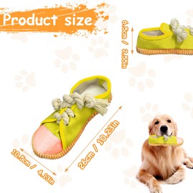 WishLotus Dog Squeaky Toys, Shoes-Shaped Dog Chew Toys Tear-Resistant Dog Plush Toys for Teeth Grinding & Relieve Boredom for Dog Gifts (Yellow)