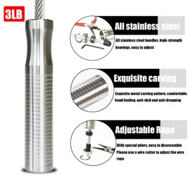 Ahomie Weighted Jump Rope, Heavy Jumping Rope for Women, Men Fitness and Endurance Training, Adjustable Bold Rope, Stainless Steel Non-Slip Handles (Wire Rope: 3LB)