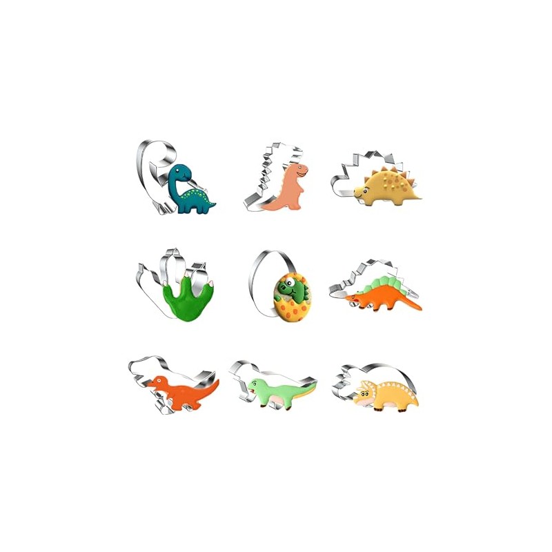 WJSYSHOP Dinosaur Cookie Cutters 9-Pc Set – D