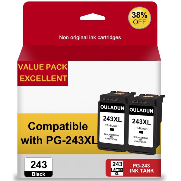 PG-243XL Black Ink Cartridges Combo Pack Replacement for Canon PG-243