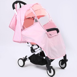 Universal Stroller Rain Cover Windproof Waterproof Dustproof Windproof Cold Resistant Rain Cover with Storage Bag (Pink)