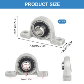 Pillow Block Bearing 12 mm Inner Diameter, Pack of 4 Housing Bearings Bearing Block with Ball Bearing, Housing Bearing Housing for Axle Shaft Machine 3D Printer