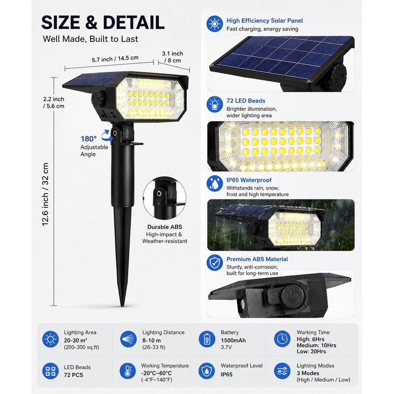 7 LED Solar Garden Lights Outdoor Waterproof Landscape Yard Pathway