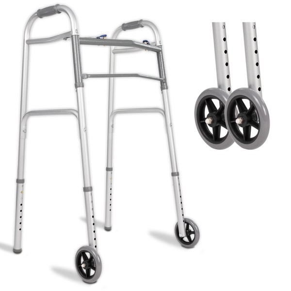 Vive Folding Walker for Seniors - Sturdy Steel Foldable Frame