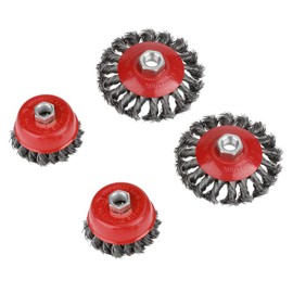 4 Pcs Twist Knot Semi Flat Wire Wheel Cup Brush Set Kit to Fit 115mm Angle Grinder