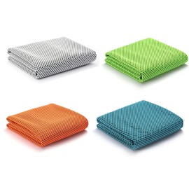 Cooling Towels, Set of 4, Heatstroke Prevention, Cooling Towel, Neck Cooler, Super Cool Towel, Quick Drying Towel, Super Absorbent, Lightweight, 39.4 x 11.8 inches (100 x 30 cm), Exercise, Climbing,