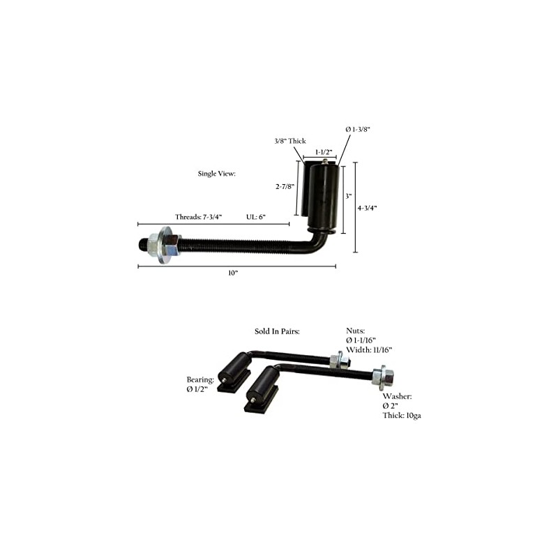 3/4" x 10" Adjustable Heavy Duty Gate J-Bolt Barrel Hinge