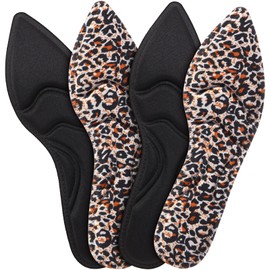 4 Pairs High Heel Insoles Breathable Shoe Pads 10.03 Inch Boot Inserts Foot Cushion Inserts Comfort Sponge Insert for Women Foot Pain, Arch Pain, Heel Sore, Loose Shoes (Black Leopard Print)
