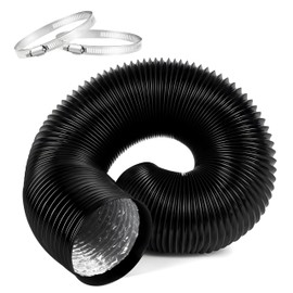 iPower Flexible 4 Inch 16 Feet Aluminum Ducting 4 Layer Protection Dryer Vent Hose for HVAC Heating Cooling Ventilation and Exhaust, 2 Clamps Included, Black