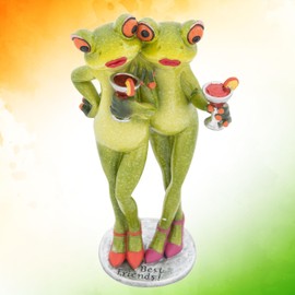 Corner Merchant Frog Figurines Holding Cocktail Glasses Decorative Statue Best Friends