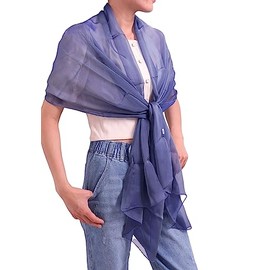 Prettystern Damen Herren festlich 200cm XL Seidenschal Chiffon Seidentaft 100% Seiden-Stola für Abendkleid Schultertuch 31. blau