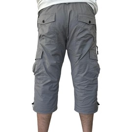 The Lazy King Men's Long Cargo Shorts (US, Alpha, Medium, Regular, Regular, Gray)