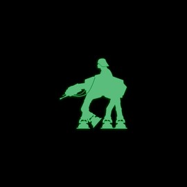 Star Inspired Movie Character Space Vader On at-at Glow in The Dark Sticker Decal for Phone Tablet Laptop Car Truck Window | 5" Sticker | Green