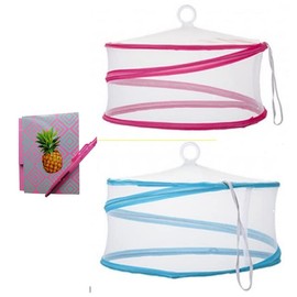 PMS Mesh Food Cover Tent Umbrella Pop Up Mesh Food Cover Supplied in 2 Assorted Colours - One PINK & One BLUE plus an EXTRA BONUS ITEM, 12''