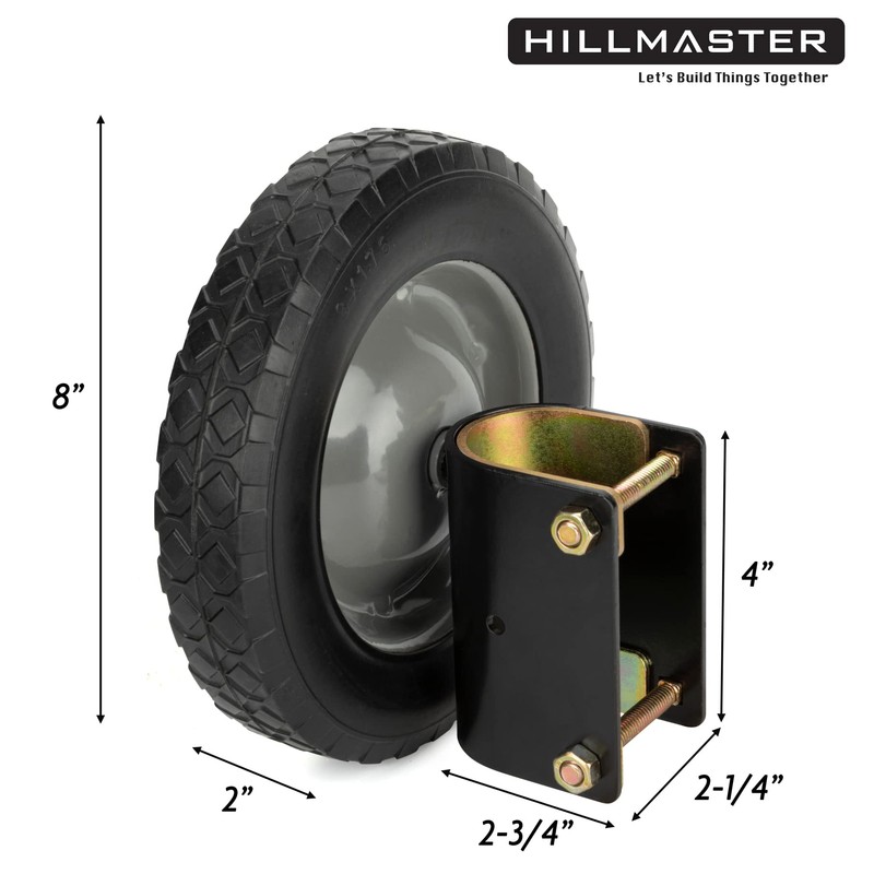 HILLMASTER 8 Inch Gate Wheel Caster Kit for 1-5/8" to