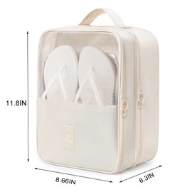 Shoe Bags, Travel Waterproof Shoe Organizer, Holds 3 Pair, for Luggage Travelling Gear (Beige)
