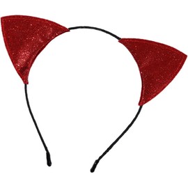 Tocado de leopardo con pasador para cabello de, Red Accesorio no alergénico para disfraces de niños, diadema con orejas de gato brillante para fiestas de mujeres
